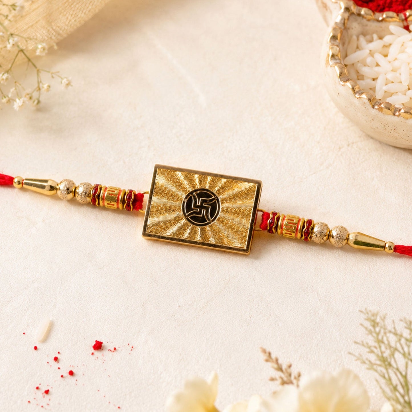 Swastik Symbol Square Traditional Rakhi for Brother