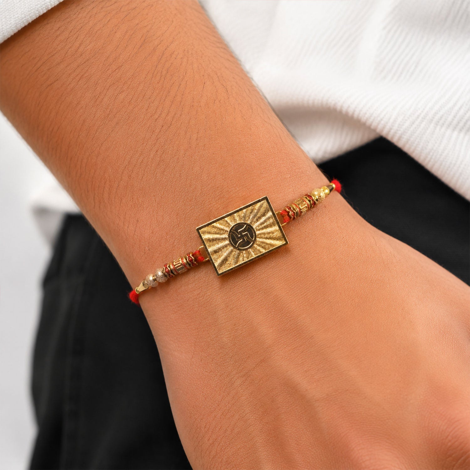 Swastik Symbol Square Traditional Rakhi for Brother
