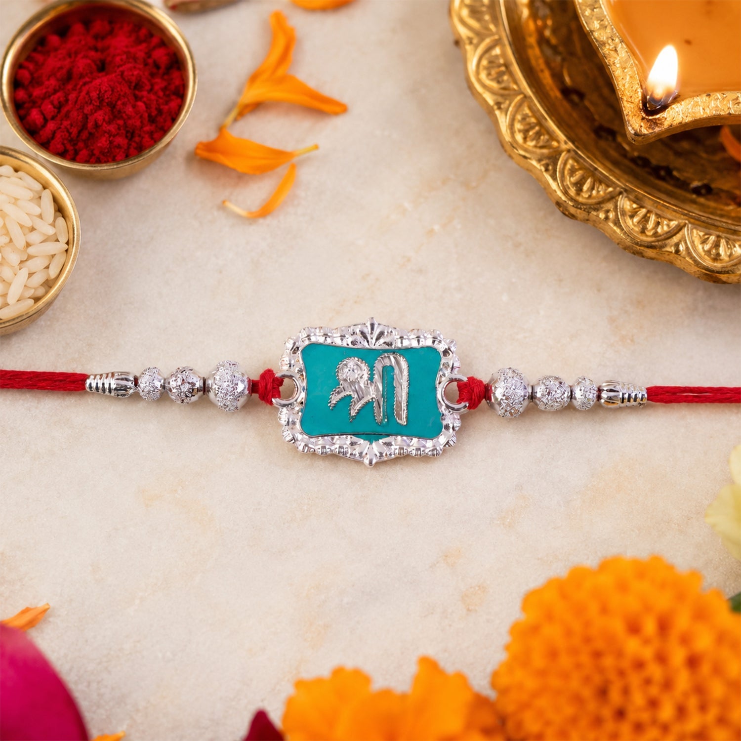 Shree Text Stone Studded Designer Rakhi for Brother