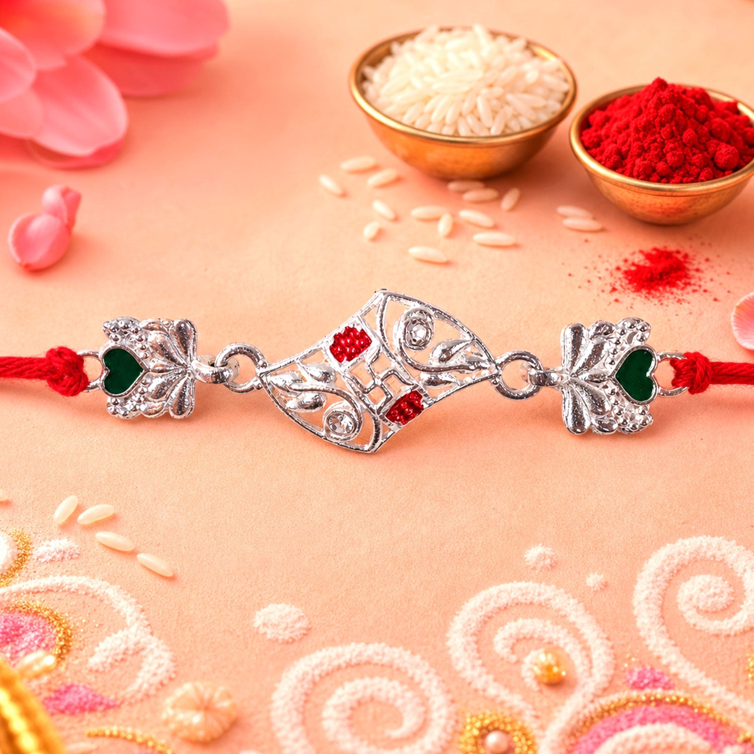 Swastik Stylish Design Stone Designer Rakhi For Brother