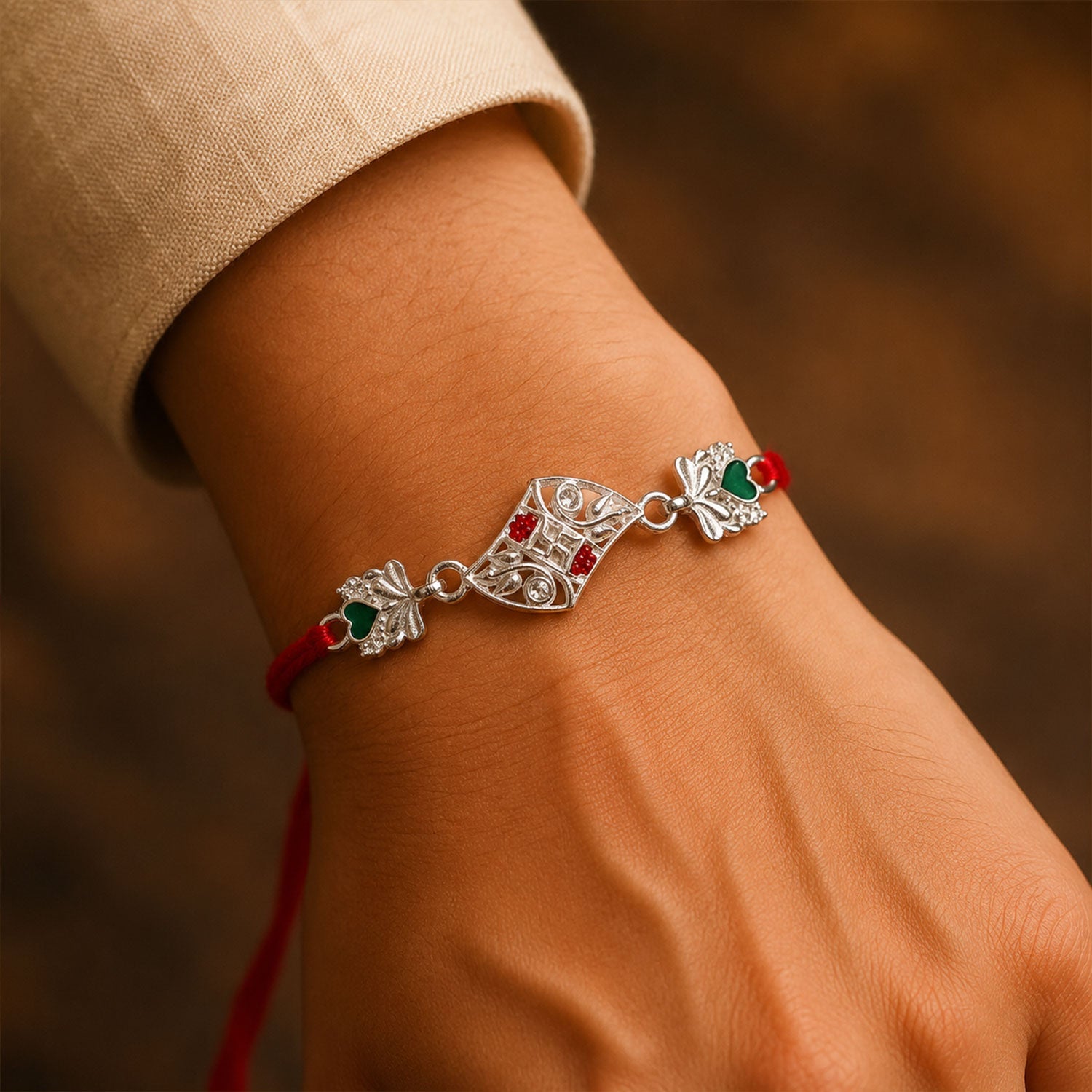 Swastik Stylish Design Stone Designer Rakhi For Brother