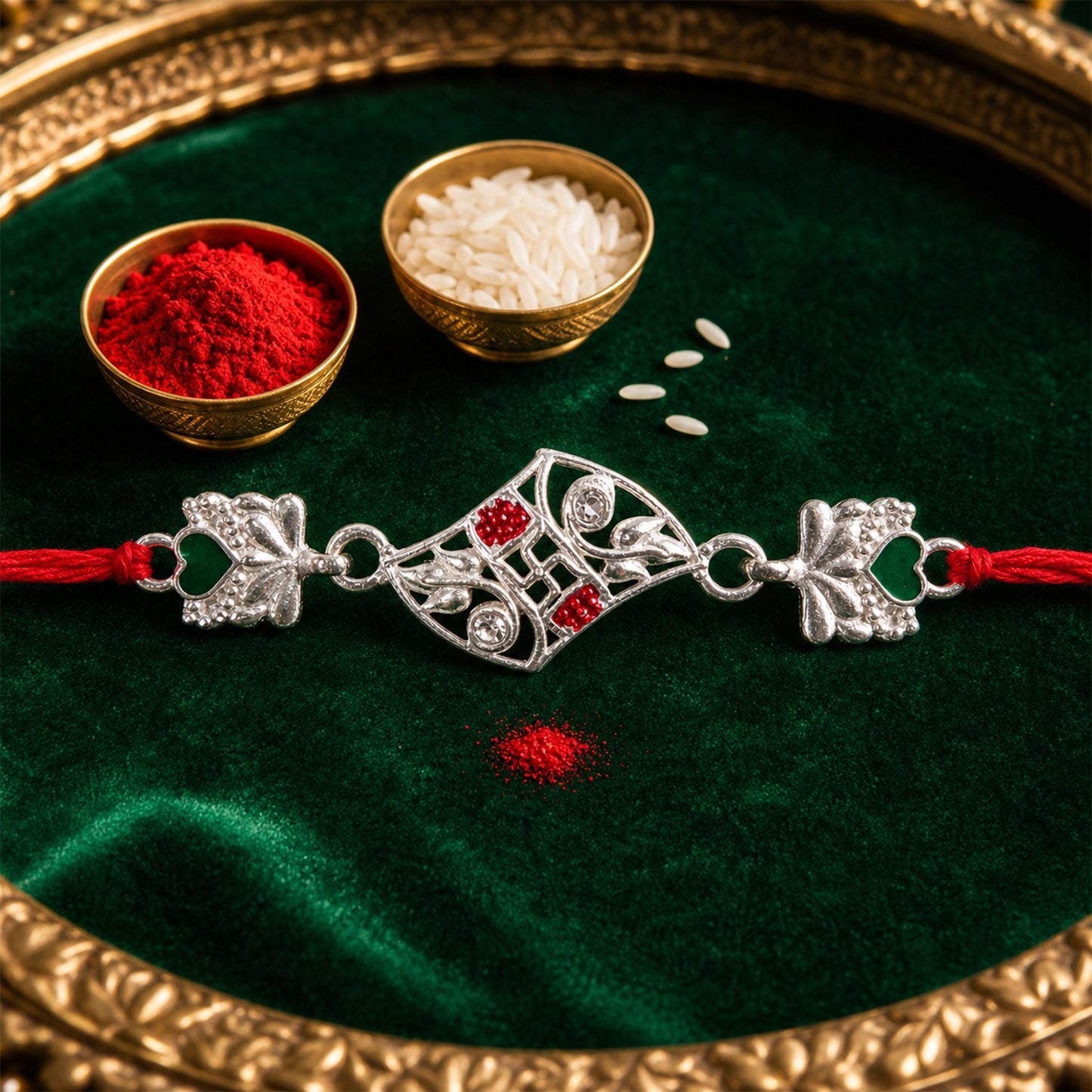 Swastik Stylish Design Stone Designer Rakhi For Brother