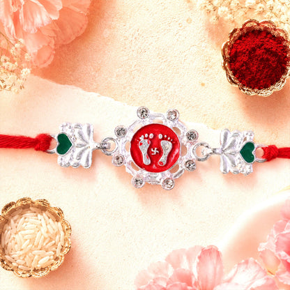 Divine Laxmi Charan Paduka Rakhi with Stones Rakhi for Brother