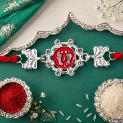 Divine Laxmi Charan Paduka Rakhi with Stones Rakhi for Brother