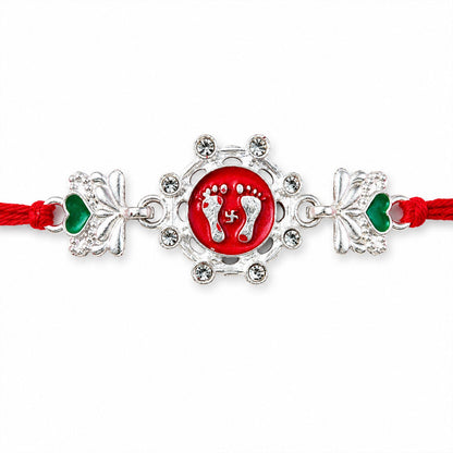 Divine Laxmi Charan Paduka Rakhi with Stones Rakhi for Brother