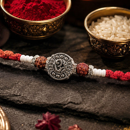 Om Symbol Antique Coin Premium Designer Rakhi for Brother