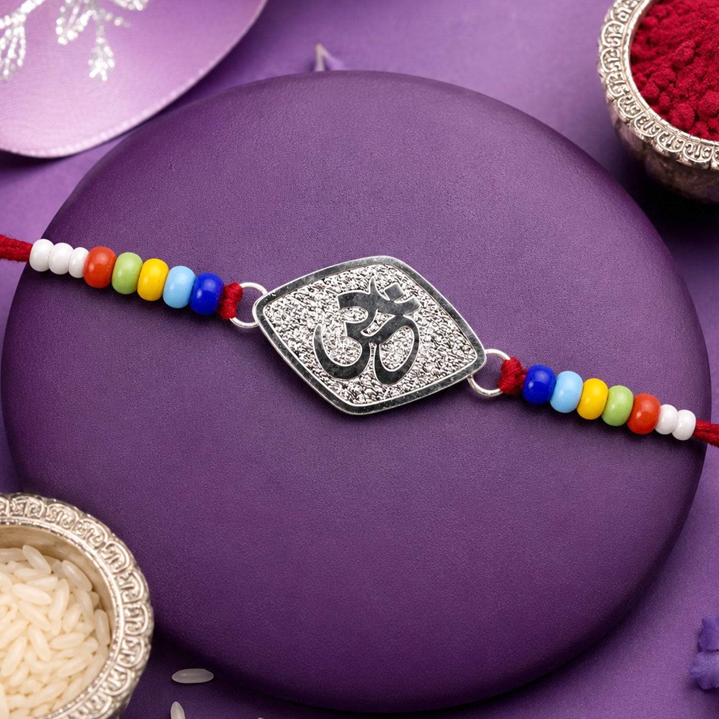 Om Symbol Beaded Designer Premium Traditional Rakhi for Brother