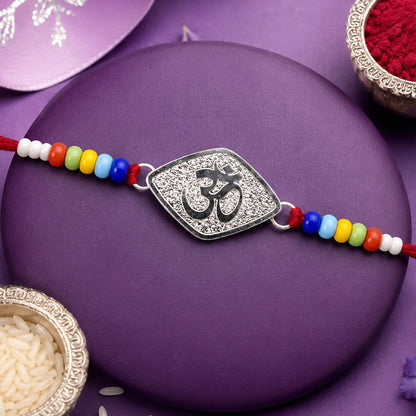 Om Symbol Beaded Designer Premium Traditional Rakhi for Brother