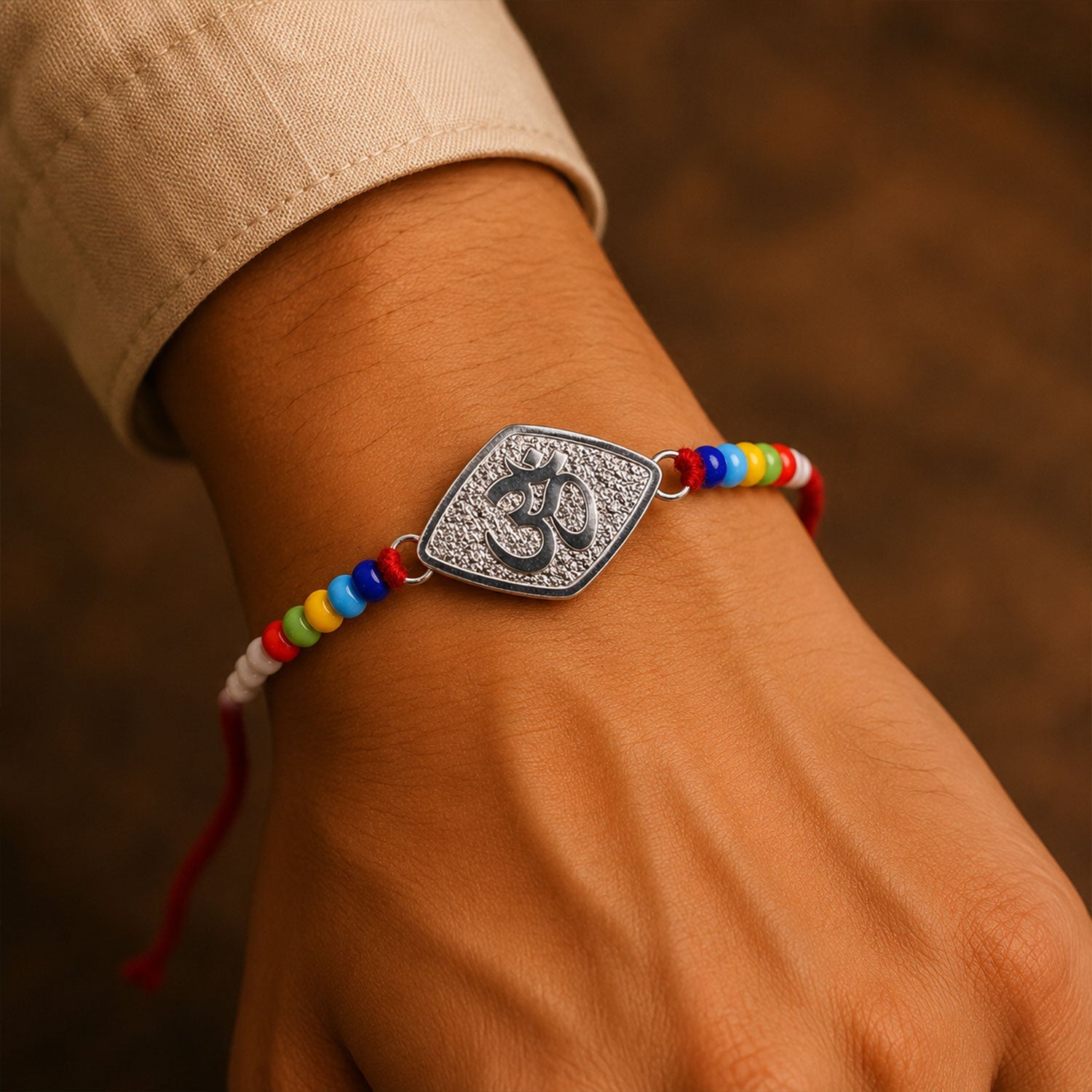 Om Symbol Beaded Designer Premium Traditional Rakhi for Brother