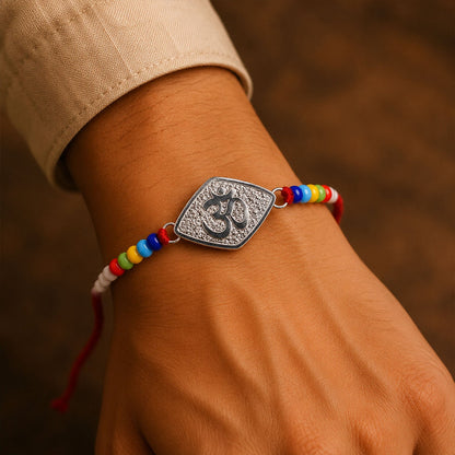 Om Symbol Beaded Designer Premium Traditional Rakhi for Brother