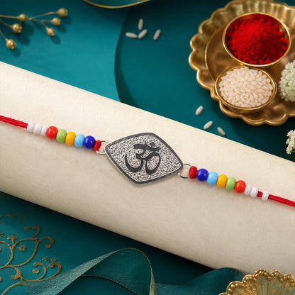 Om Symbol Beaded Designer Premium Traditional Rakhi for Brother