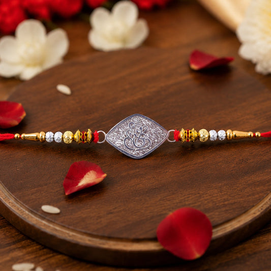 Ganesha Charm Studded Designer Rakhi for Brother