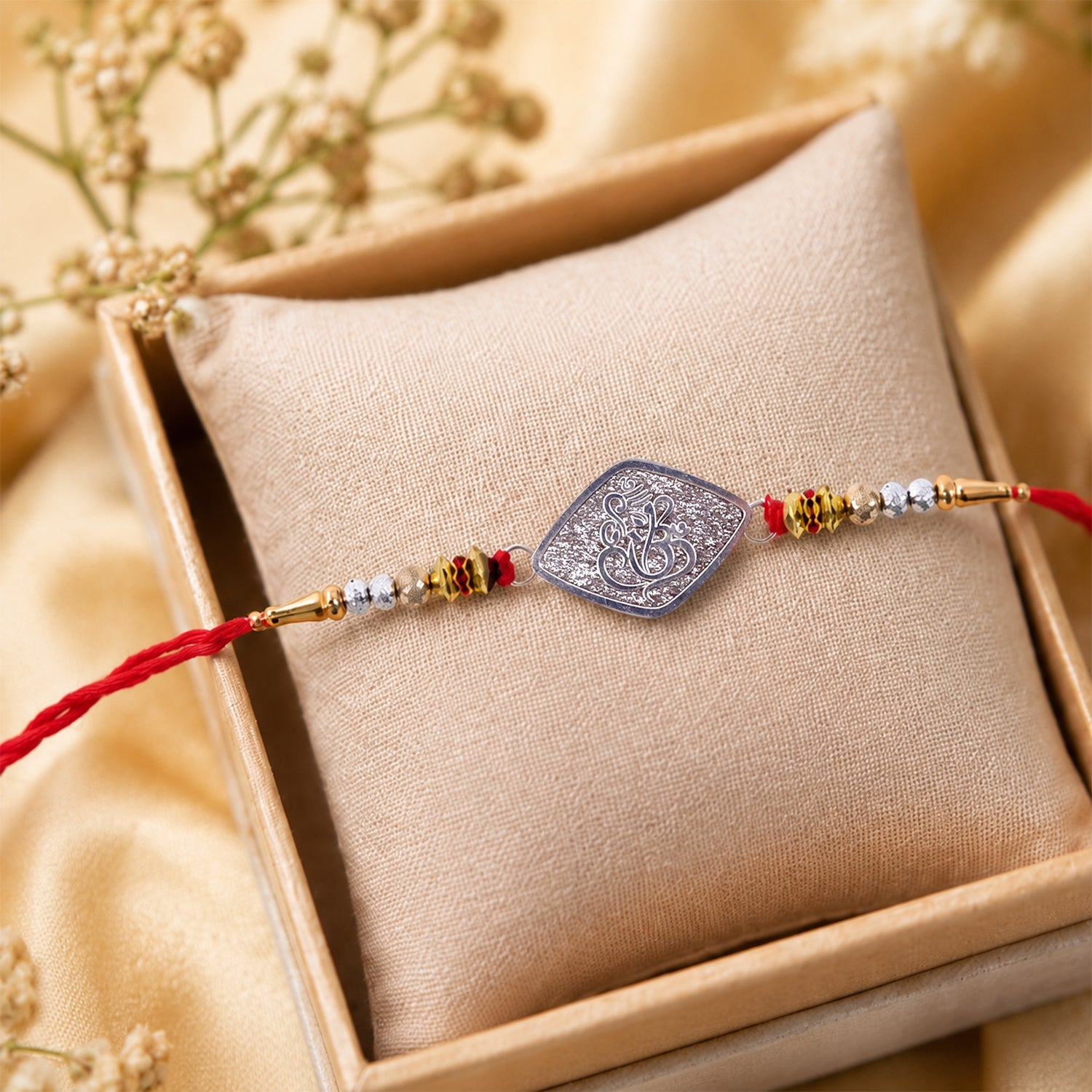Ganesha Charm Studded Designer Rakhi for Brother