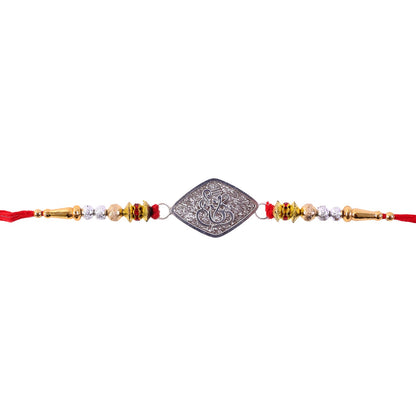 Ganesha Charm Studded Designer Rakhi for Brother