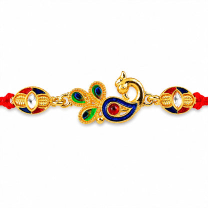 Peacock Paisley Stone Studded Premium Designer Rakhi for Brother