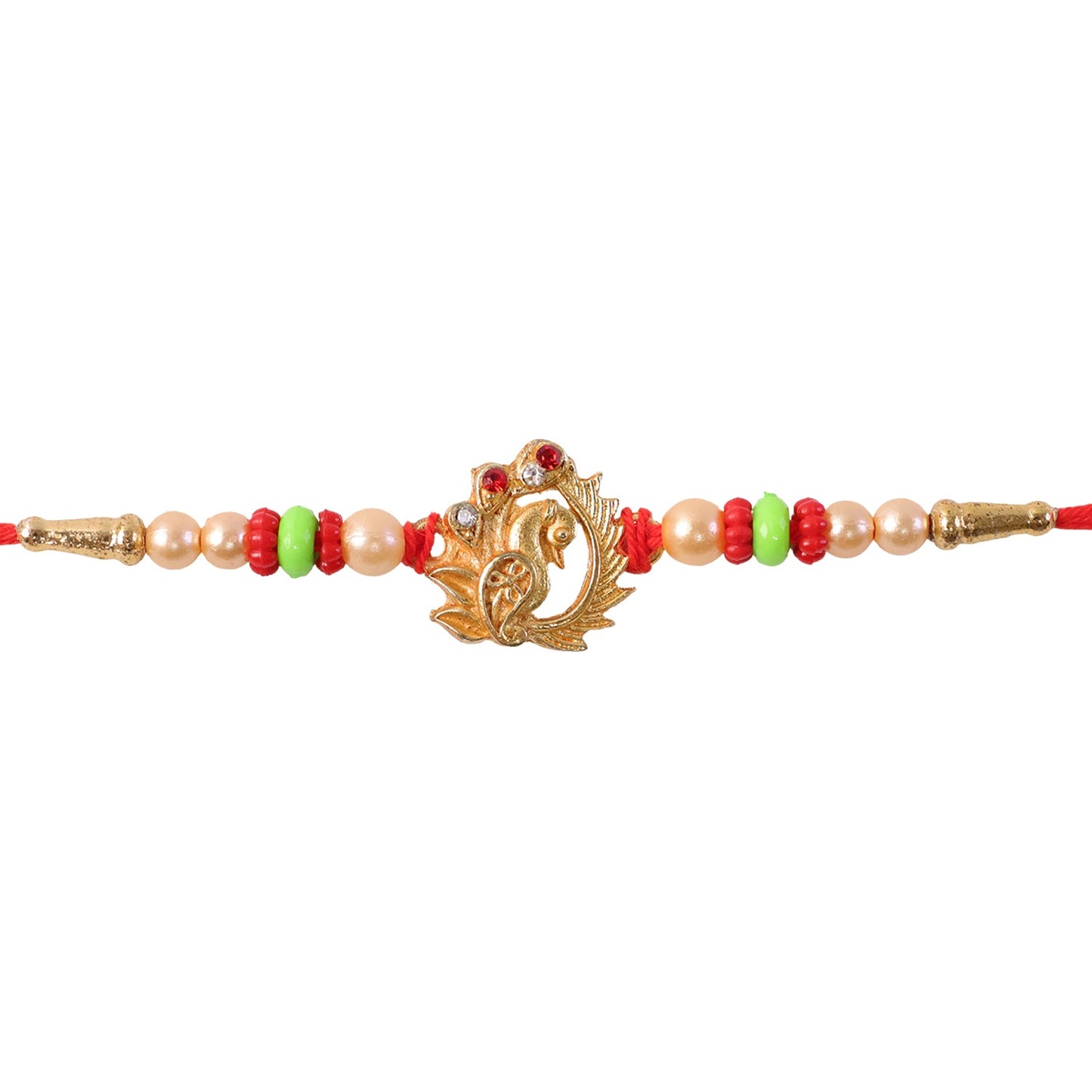 Elegant Peacock Design Rakhi with Pearl Beadwork Rakhi for Brother