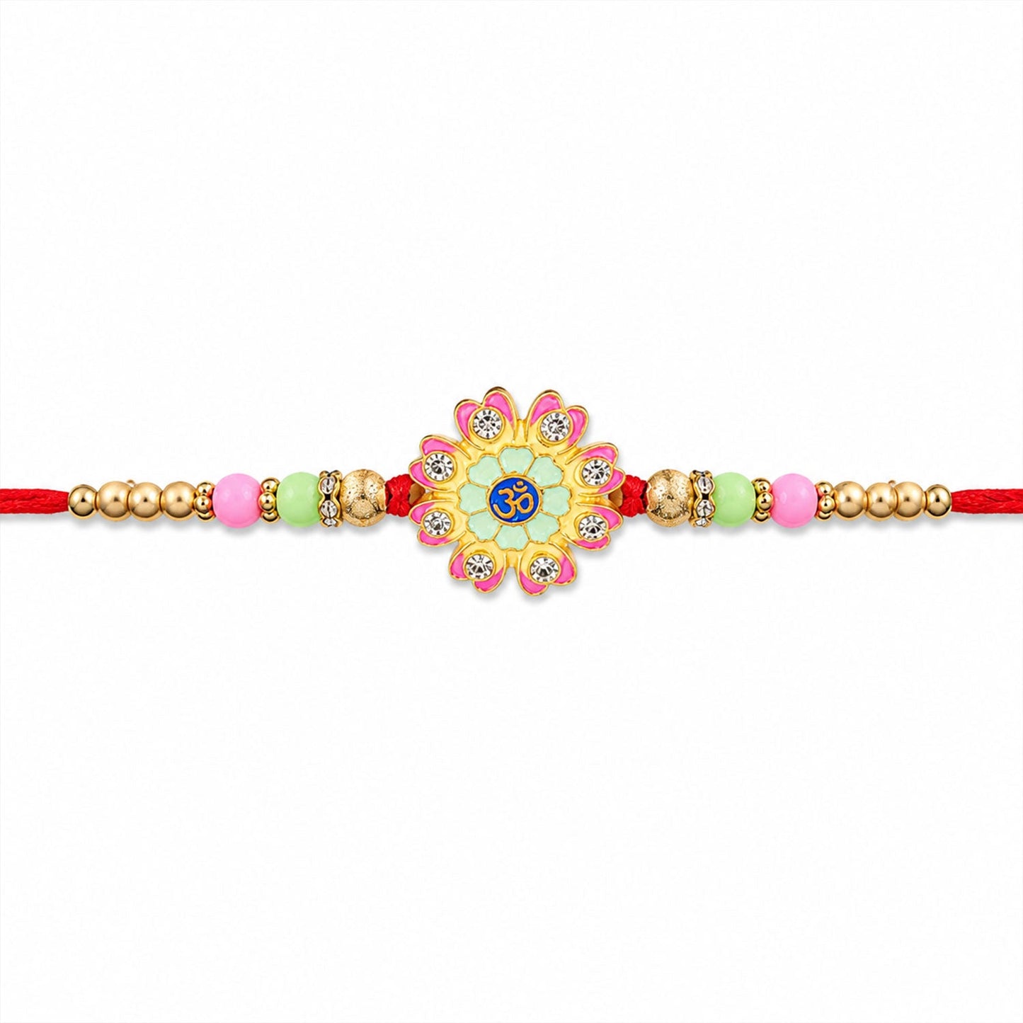 Floral Om Charm Stone Studded Premium Designer Rakhi for Brother