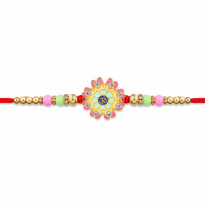 Floral Om Charm Stone Studded Premium Designer Rakhi for Brother