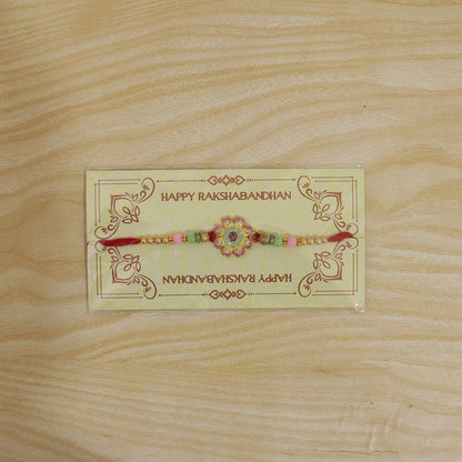 Floral Om Charm Stone Studded Premium Designer Rakhi for Brother