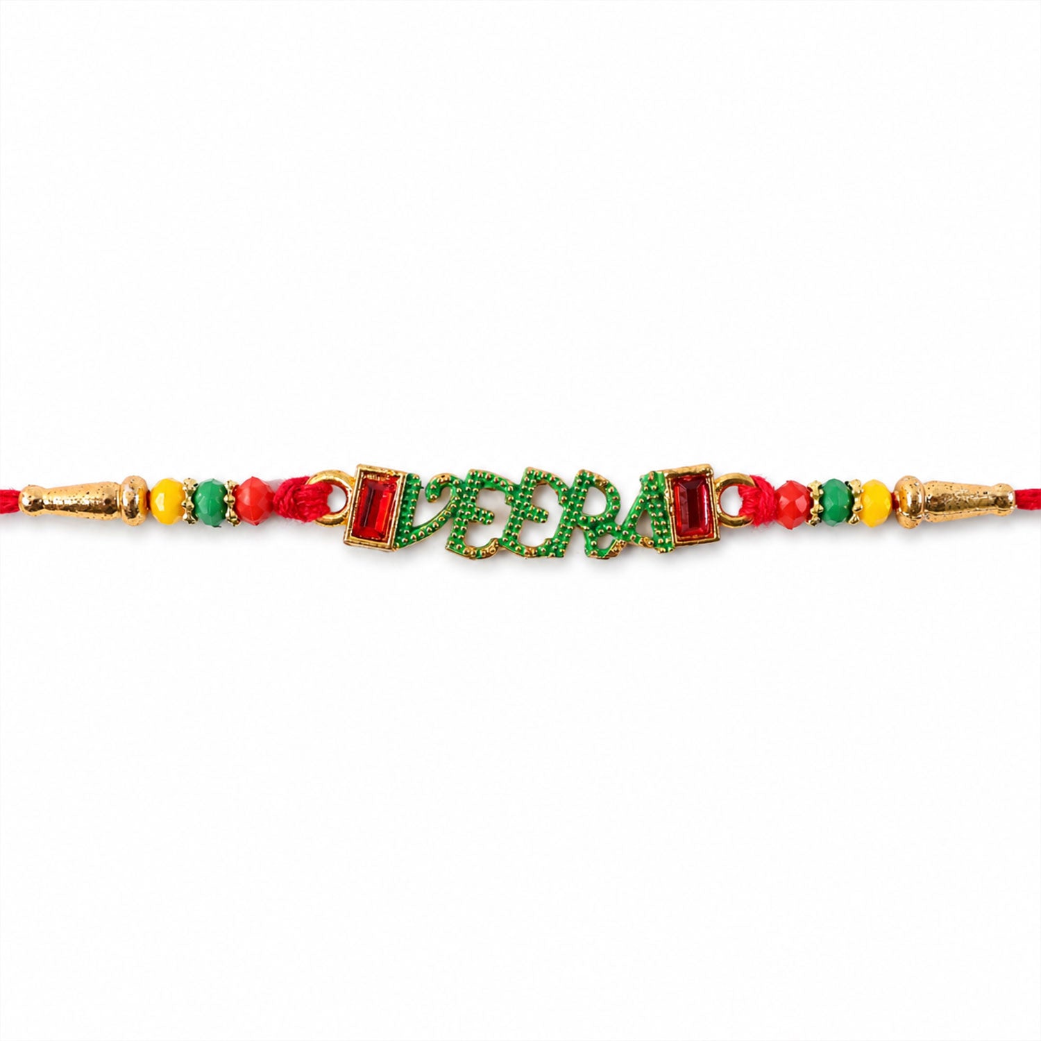 Veera Text Beaded Designer Premium Traditional Rakhi for Brother