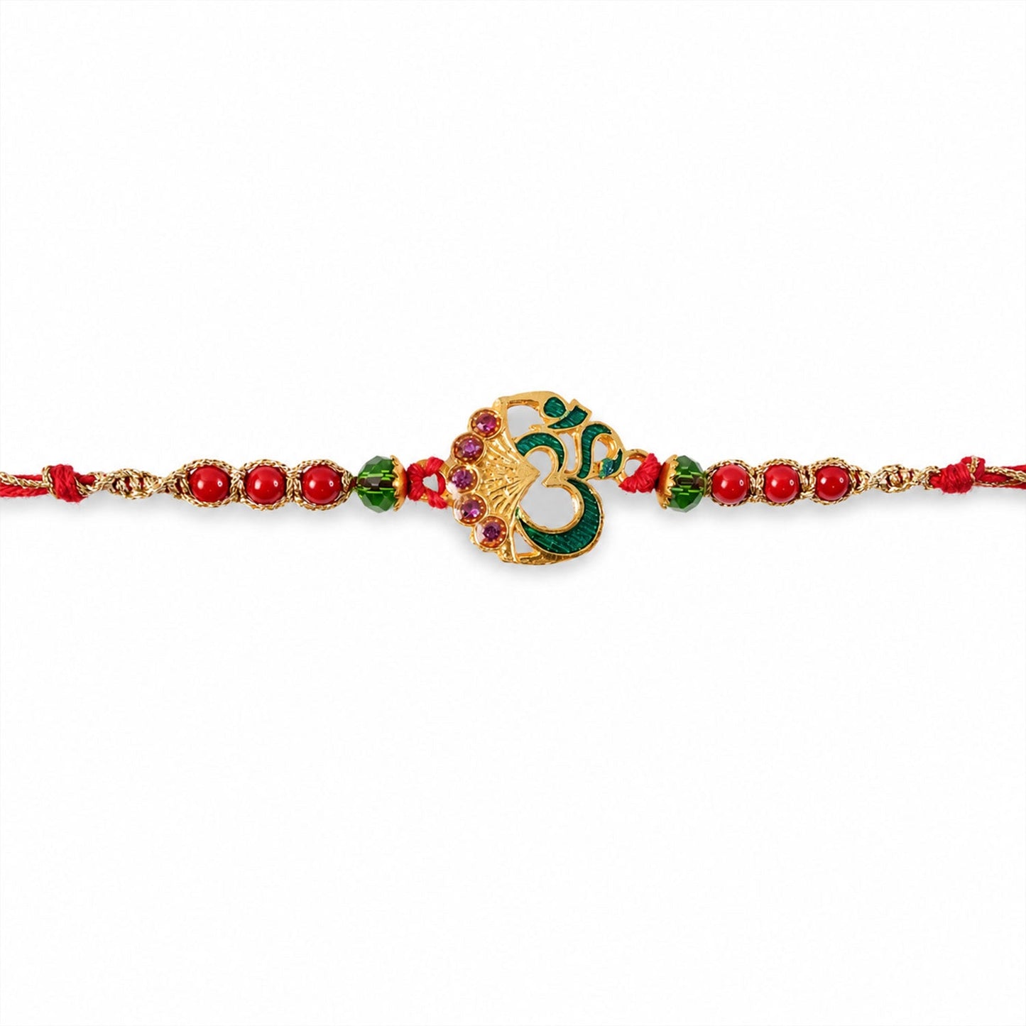 Ornate Om Motif Stone Studded Premium Designer Rakhi for Brother