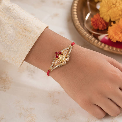 Floral Pearl Stone Premium Designer Rakhi for Brother