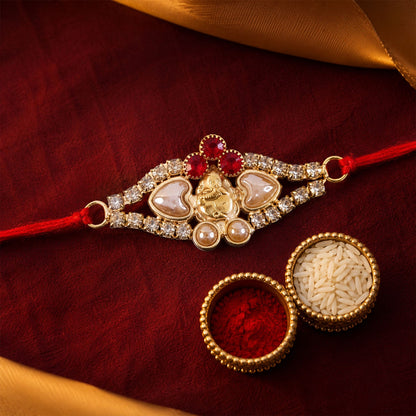 Floral Pearl Stone Premium Designer Rakhi for Brother