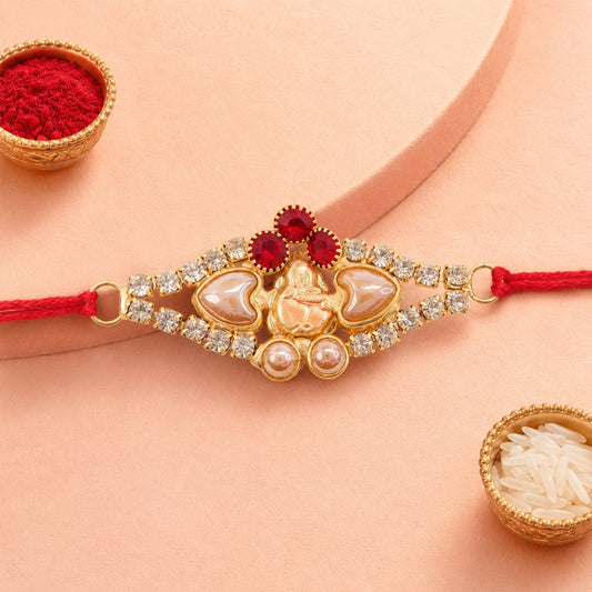 Floral Pearl Stone Premium Designer Rakhi for Brother