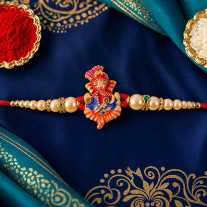 Lord Ganesha Premium Beaded Designer Rakhi for Brother