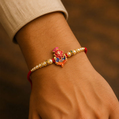 Lord Ganesha Premium Beaded Designer Rakhi for Brother