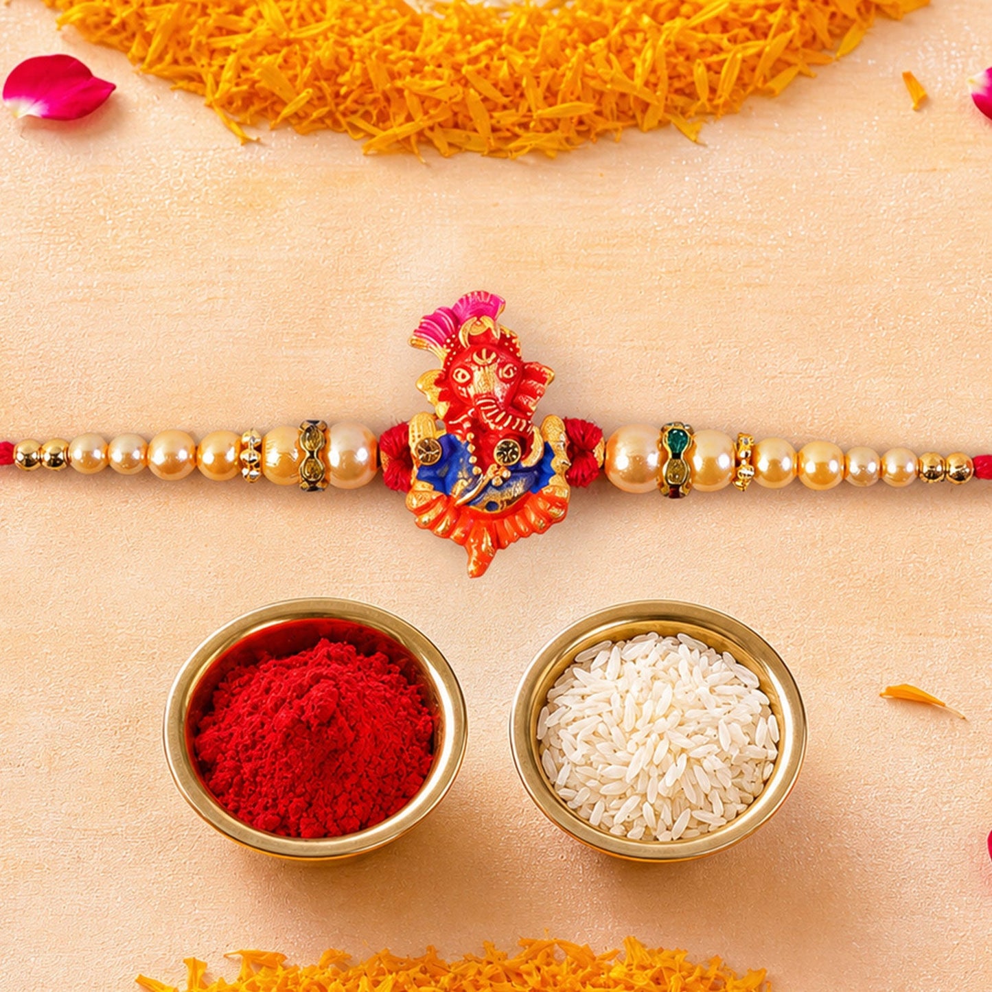 Lord Ganesha Premium Beaded Designer Rakhi for Brother
