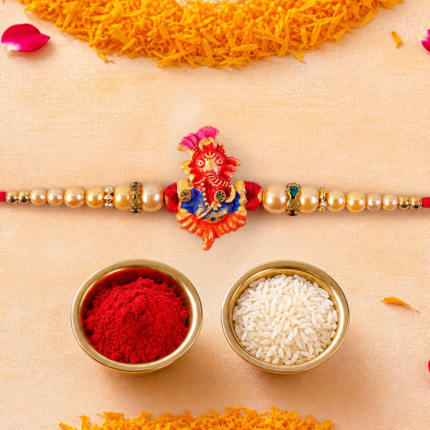Lord Ganesha Premium Beaded Designer Rakhi for Brother