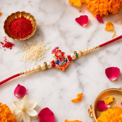 Lord Ganesha Premium Beaded Designer Rakhi for Brother