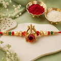 Trishul Damru Rakhi Beaded Traditional Design for Brother