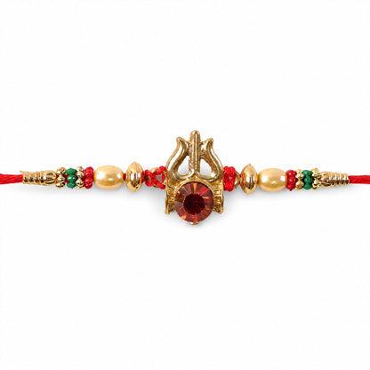 Trishul Damru Beaded Designer Premium Traditional Rakhi for Brother