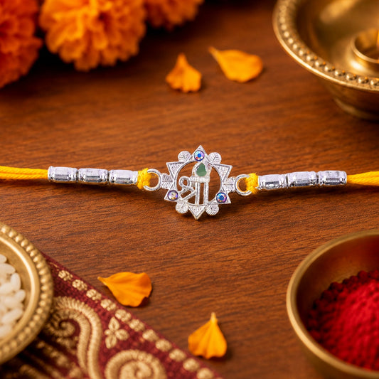Round Shree Text Motif Designer Rakhi for Brother