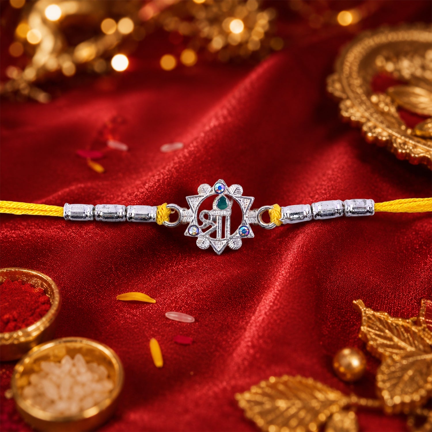 Round Shree Text Motif Designer Rakhi for Brother