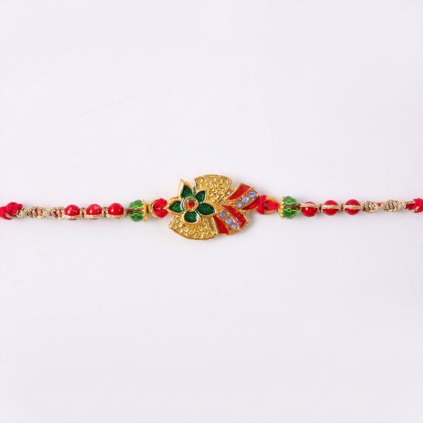 Floral Leaf Motif Beaded Premium Designer Traditional Rakhi for Brother