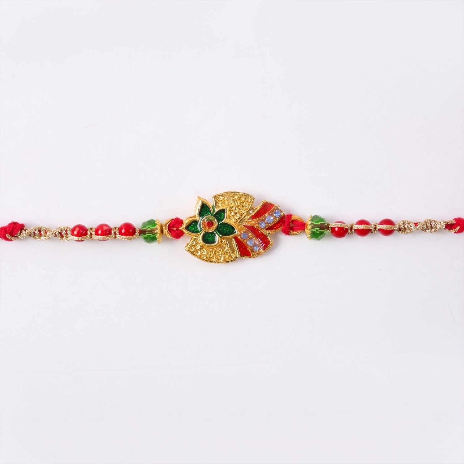 Floral Leaf Motif Beaded Premium Designer Traditional Rakhi for Brother