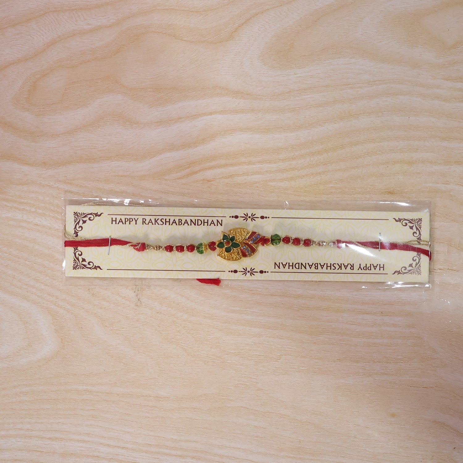 Floral Leaf Motif Beaded Premium Designer Traditional Rakhi for Brother
