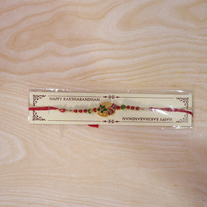 Floral Leaf Motif Beaded Premium Designer Traditional Rakhi for Brother