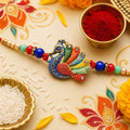 Rakhi for Brother – Peacock Motif Beaded Traditional Design