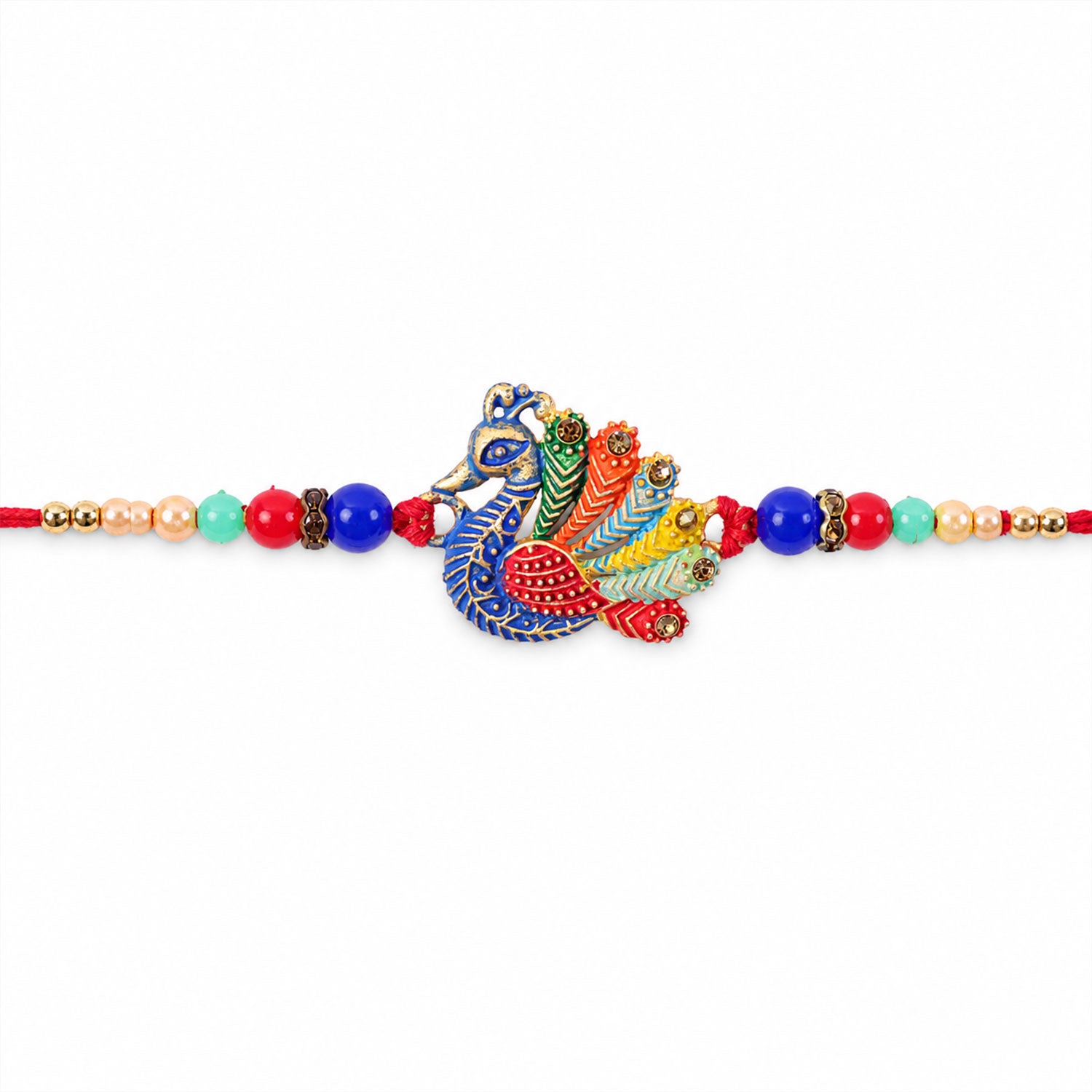 Peacock Motif Beaded Designer Premium Traditional Rakhi for Brother