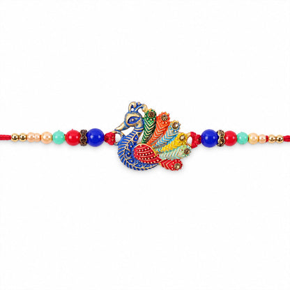 Peacock Motif Beaded Designer Premium Traditional Rakhi for Brother