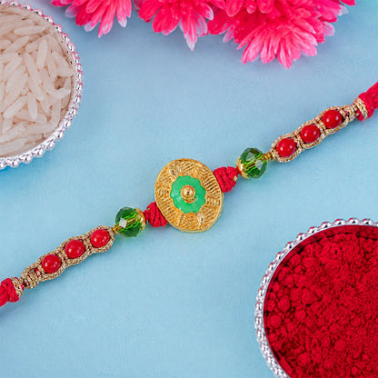 Round Floral Medallion Designer Premium Traditional Rakhi for Brother
