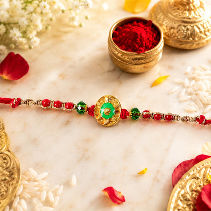 Round Floral Medallion Designer Premium Traditional Rakhi for Brother
