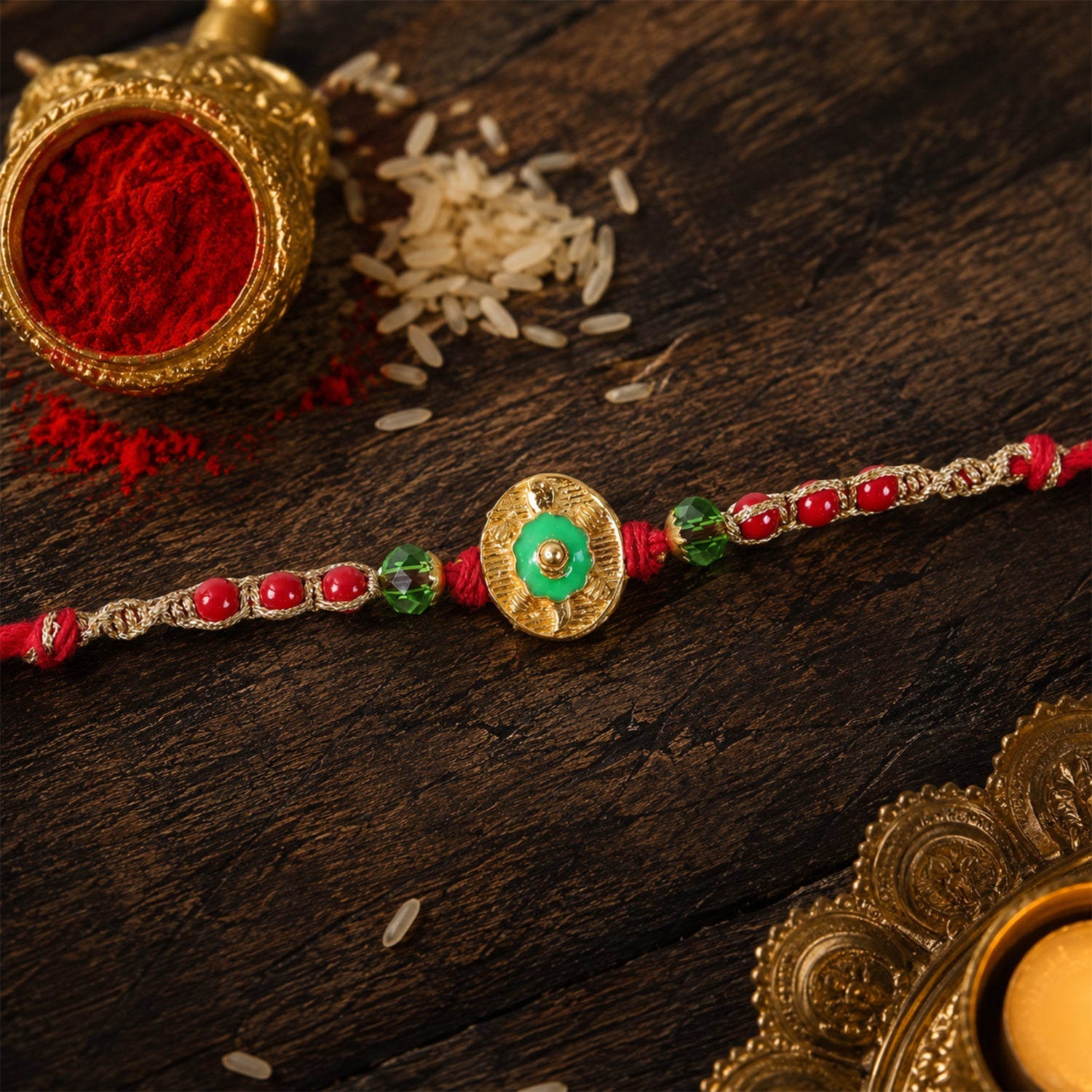 Round Floral Medallion Designer Premium Traditional Rakhi for Brother