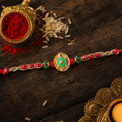 Round Floral Medallion Designer Premium Traditional Rakhi for Brother