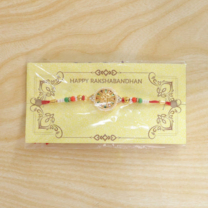 Round Shree Design Stone Traditional Designer Rakhi for Brother