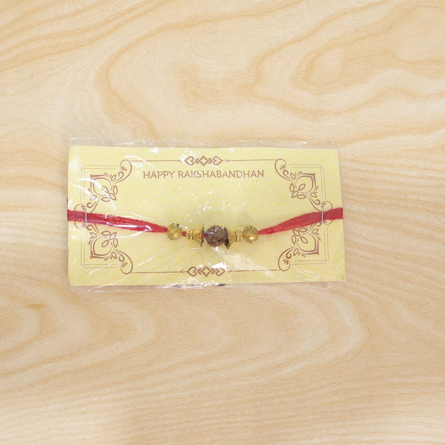 Rudraksha Bead Swastik Charm Designer Rakhi for Brother